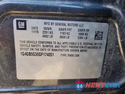 Zdjęcie 13 z 13 samochodu: 2016 BUICK LACROSSE VIN:1G4GB5G36GF174051 - miniatura
