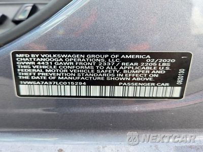 Zdjęcie 12 z 12 samochodu: 2020 VOLKSWAGEN PASSAT SE VIN:1VWSA7A37LC015294 - miniatura