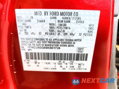 Zdjęcie 12 z 12 samochodu: 2009 FORD ESCAPE XLT VIN:1FMCU93G59KB01739 - miniatura
