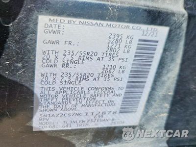 Zdjęcie 12 z 12 samochodu: 2022 NISSAN MURANO SL VIN:5N1AZ2CS7NC112878 - miniatura