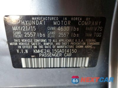 Zdjęcie 12 z 12 samochodu: 2016 HYUNDAI SONATA HYBRID SE VIN:KMHE24L15GA014150 - miniatura