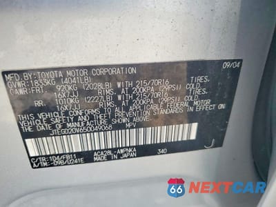Zdjęcie 13 z 13 samochodu: 2005 TOYOTA RAV4 BASE VIN:JTEGD20V650049068 - miniatura