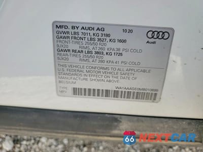 Zdjęcie 13 z 13 samochodu: 2021 AUDI E-TRON PREMIUM VIN:WA1AAAGE0MB010699 - miniatura