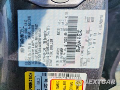 Zdjęcie 12 z 12 samochodu: 2020 FORD FUSION S VIN:3FA6P0G74LR143343 - miniatura
