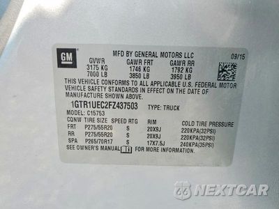 Zdjęcie 13 z 13 samochodu: 2015 GMC SIERRA C1500 SLE VIN:1GTR1UEC2FZ437503 - miniatura
