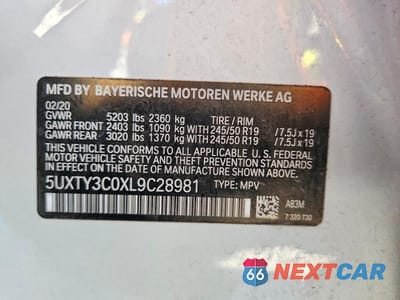Zdjęcie 13 z 13 samochodu: 2020 BMW X3 SDRIVE30I VIN:5UXTY3C0XL9C28981 - miniatura