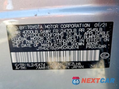 Zdjęcie 12 z 12 samochodu: 2021 LEXUS IS 350 F SPORT VIN:JTHGZ1B26M5040874 - miniatura