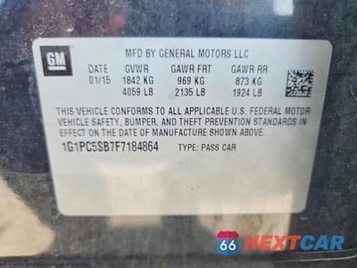 Zdjęcie 12 z 12 samochodu: 2015 CHEVROLET CRUZE LT VIN:1G1PC5SB7F7184864 - miniatura