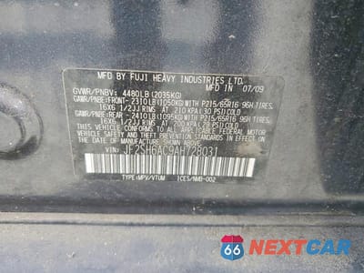 Zdjęcie 13 z 13 samochodu: 2010 SUBARU FORESTER VIN:JF2SH6AC9AH728031 - miniatura
