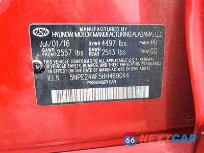 Zdjęcie 12 z 12 samochodu: 2017 HYUNDAI SONATA SE VIN:5NPE24AF5HH469044 - miniatura