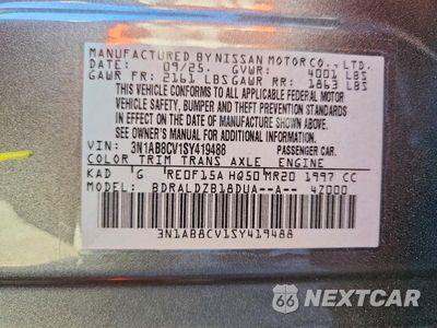 Zdjęcie 12 z 12 samochodu: 2025 NISSAN SENTRA SV VIN:3N1AB8CV1SY419488 - miniatura