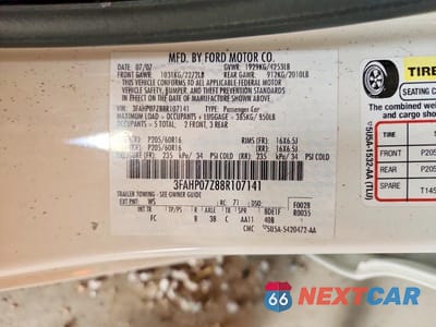Zdjęcie 12 z 12 samochodu: 2008 FORD FUSION SE VIN:3FAHP07Z88R107141 - miniatura
