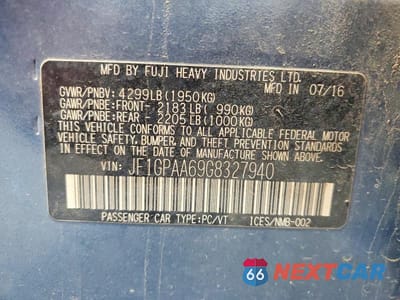 Zdjęcie 12 z 12 samochodu: 2016 SUBARU IMPREZA VIN:JF1GPAA69G8327940 - miniatura