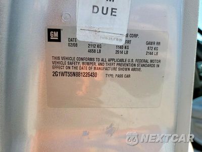 Zdjęcie 12 z 12 samochodu: 2008 CHEVROLET IMPALA LT VIN:2G1WT55N881226430 - miniatura