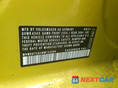 Zdjęcie 12 z 12 samochodu: 2022 VOLKSWAGEN GTI AUTOBAHN VIN:WVW587CD2NW122594 - miniatura