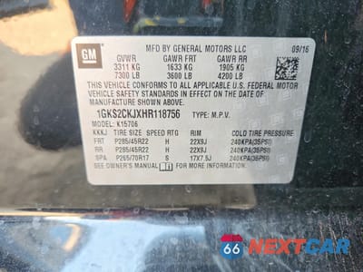 Zdjęcie 13 z 13 samochodu: 2017 GMC YUKON DENALI VIN:1GKS2CKJXHR118756 - miniatura