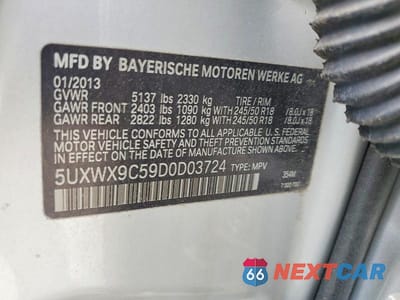 Zdjęcie 13 z 13 samochodu: 2013 BMW X3 XDRIVE28I VIN:5UXWX9C59D0D03724 - miniatura