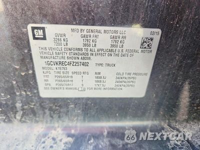 Zdjęcie 12 z 12 samochodu: 2015 CHEVROLET SILVERADO K1500 LT VIN:1GCVKREC4FZ257402 - miniatura