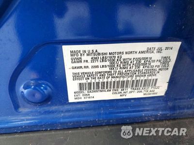 Zdjęcie 14 z 14 samochodu: 2015 MITSUBISHI OUTLANDER SPORT ES VIN:4A4AP3AU2FE002761 - miniatura