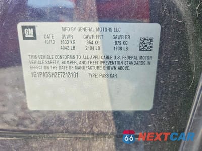 Zdjęcie 12 z 12 samochodu: 2014 CHEVROLET CRUZE LS VIN:1G1PA5SH2E7213101 - miniatura
