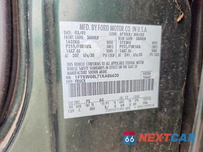 Zdjęcie 12 z 12 samochodu: 2001 FORD F150 SUPERCREW VIN:1FTRW08L71KA86630 - miniatura