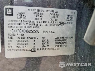 Zdjęcie 13 z 13 samochodu: 2016 CHEVROLET TRAVERSE LT VIN:1GNKRGKD0GJ222735 - miniatura
