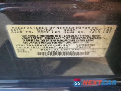 Zdjęcie 12 z 12 samochodu: 2008 NISSAN SENTRA 2.0 VIN:3N1AB61EX8L684567 - miniatura