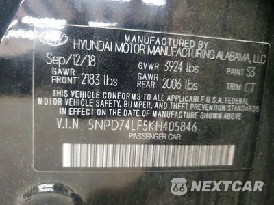Zdjęcie 12 z 12 samochodu: 2019 HYUNDAI ELANTRA SE VIN:5NPD74LF5KH405846 - miniatura