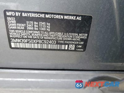 Zdjęcie 12 z 12 samochodu: 2023 BMW 330XE VIN:3MW39FS0XP8C92403 - miniatura