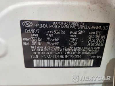 Zdjęcie 12 z 12 samochodu: 2018 HYUNDAI SANTA FE SPORT VIN:5NMZTDLB0JH084003 - miniatura