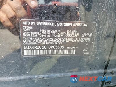Zdjęcie 13 z 13 samochodu: 2015 BMW X5 XDRIVE35I VIN:5UXKR0C50F0P05605 - miniatura