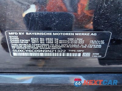 Zdjęcie 12 z 12 samochodu: 2022 BMW X6 XDRIVE40I VIN:5UXCY6C09N9N21322 - miniatura