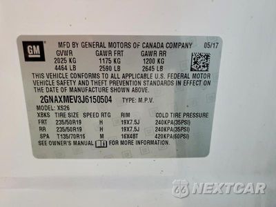 Zdjęcie 14 z 14 samochodu: 2018 CHEVROLET EQUINOX PREMIER VIN:2GNAXMEV3J6150504 - miniatura
