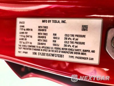 Zdjęcie 12 z 12 samochodu: 2022 TESLA MODEL 3 VIN:5YJ3E1EA7NF370361 - miniatura