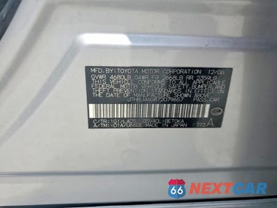 Zdjęcie 12 z 12 samochodu: 2007 LEXUS ES 350 VIN:JTHBJ46G872079657 - miniatura