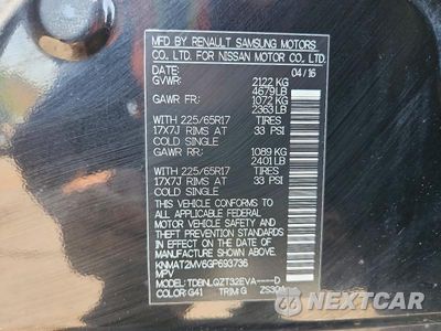 Zdjęcie 14 z 14 samochodu: 2016 NISSAN ROGUE SV VIN:KNMAT2MV6GP693736 - miniatura
