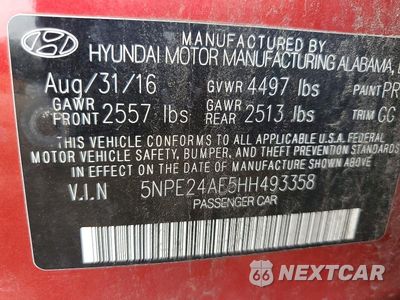 Zdjęcie 12 z 12 samochodu: 2017 HYUNDAI SONATA SE VIN:5NPE24AF5HH493358 - miniatura