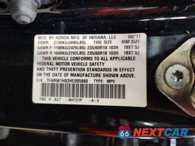 Zdjęcie 14 z 14 samochodu: 2017 HONDA CR-V EXL VIN:7FARW1H83HE005880 - miniatura