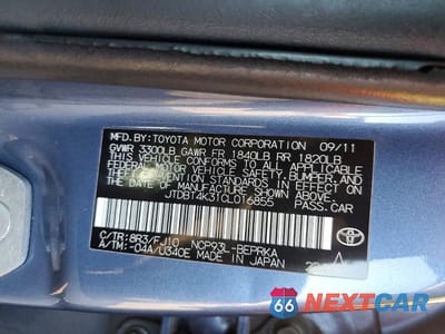 Zdjęcie 12 z 12 samochodu: 2012 TOYOTA YARIS FLEET VIN:JTDBT4K31CL016855 - miniatura