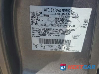 Zdjęcie 13 z 13 samochodu: 2005 FORD ESCAPE XLT VIN:1FMYU93115KD85740 - miniatura