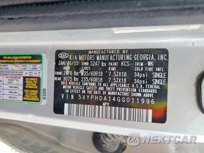 Zdjęcie 14 z 14 samochodu: 2016 KIA SORENTO EX VIN:5XYPHDA14GG011996 - miniatura