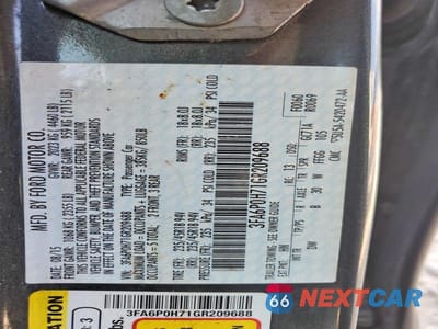 Zdjęcie 12 z 12 samochodu: 2016 FORD FUSION SE VIN:3FA6P0H71GR209688 - miniatura