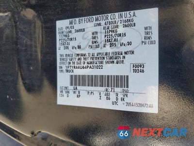 Zdjęcie 12 z 12 samochodu: 2004 FORD RANGER SUPER CAB VIN:1FTYR44U64PA31022 - miniatura