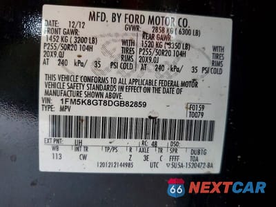 Zdjęcie 13 z 13 samochodu: 2013 FORD EXPLORER SPORT VIN:1FM5K8GT8DGB82859 - miniatura