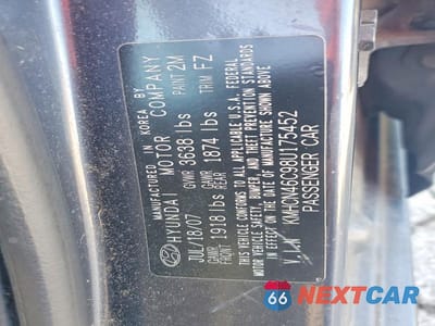 Zdjęcie 12 z 12 samochodu: 2008 HYUNDAI ACCENT GLS VIN:KMHCN46C98U175452 - miniatura
