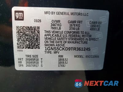 Zdjęcie 13 z 13 samochodu: 2026 CHEVROLET SUBURBAN C1500 LT VIN:1GNS5CKD9TR361245 - miniatura