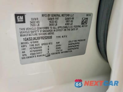 Zdjęcie 13 z 13 samochodu: 2015 GMC YUKON XL DENALI VIN:1GKS2JKJ8FR202608 - miniatura
