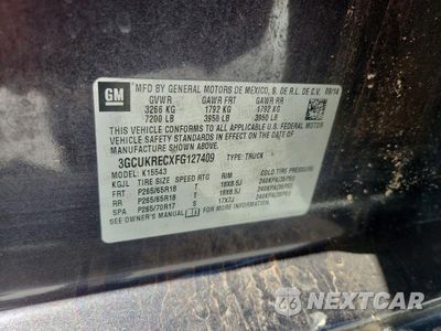 Zdjęcie 12 z 12 samochodu: 2015 CHEVROLET SILVERADO K1500 LT VIN:3GCUKRECXFG127409 - miniatura