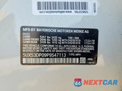 Zdjęcie 14 z 14 samochodu: 2023 BMW X3 XDRIVE30I VIN:5UX53DP09P9S47113 - miniatura