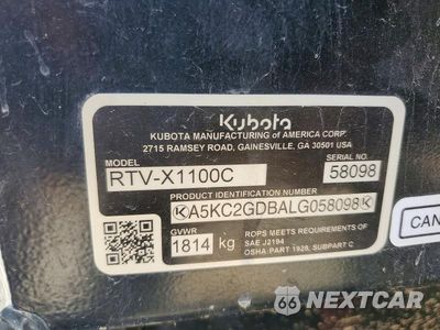 Zdjęcie 10 z 10 samochodu: 2020 KUBOTA UTILITY VEHICLE VIN:A5KC2GDBALG058098 - miniatura